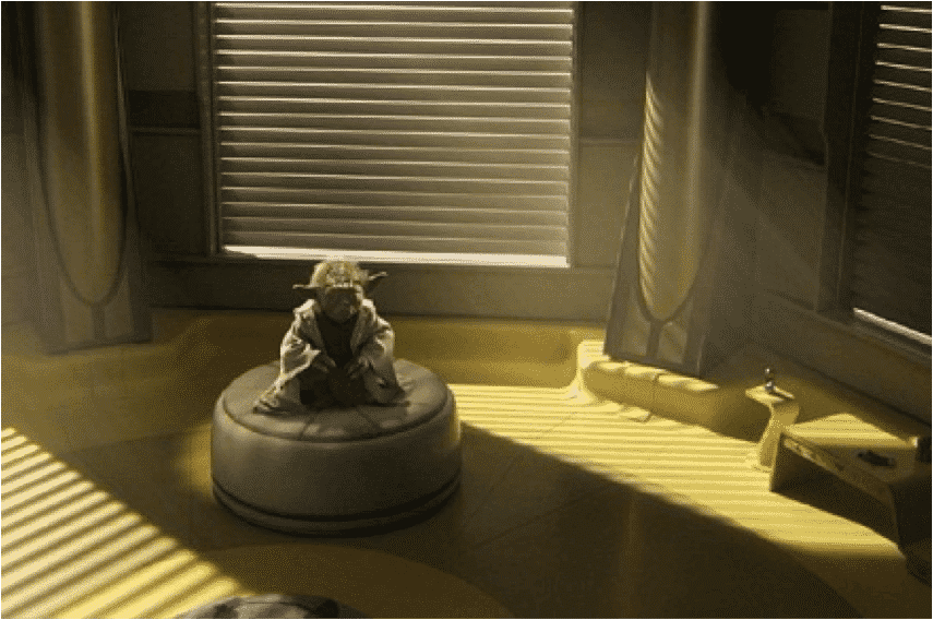 Yoda meditating in the Jedi Temple